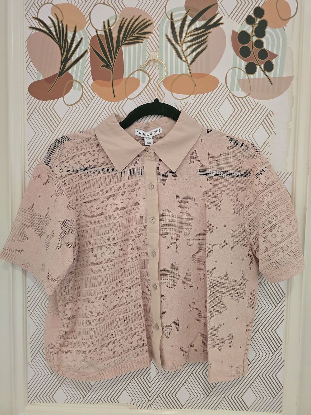And Now This Women's Button-Front Lace Camp Shirt - Picture 5 of 10